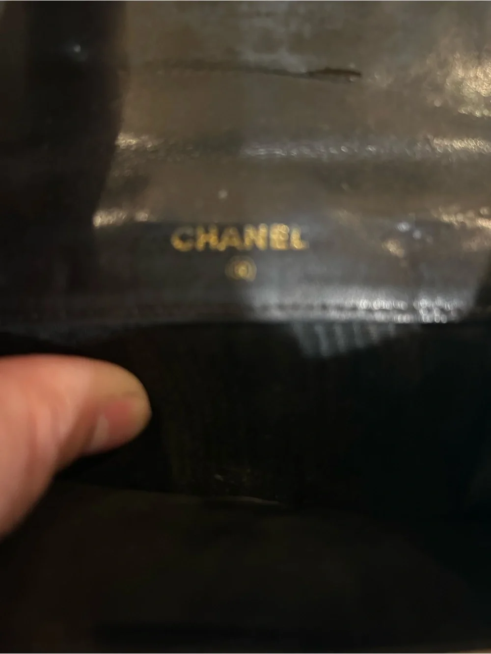 CHANEL Black Patent Leather CC Fold Wallet